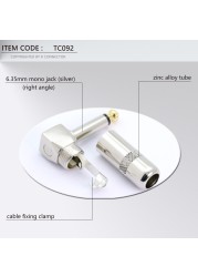 Metal Zinc Alloy 1/4'' Phone Jack Balance Audio Connector Right Angle 6.35mm/6.3/6.5mm Jack 3 Pole Stereo Speaker Plug 10pcs/lot