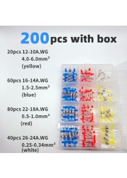 200 PCS Boxed,Solder Ring Terminal,Solder Butt Thermoresistant Tube,Wire Connector,Heat Shrink Sleeve,Waterproof Insulation