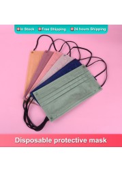 10/100pcs Morandi Masks Colorful New Design Printing Adult Mask 3-layer Non-woven Disposable Mouth Protection Maske Maske Cosplay