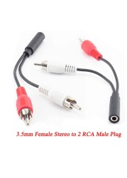 3.5mm RCA Female Connector, Stereo Jack, Y Jack to 2 RCA Male Adapter 3.5 Aux Audio Jack, Headphone Connector, Music Cable