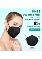 أقنعة الكبار KN95 5 طبقات FFP2 Mascarillas FPP2 homology ada Colores ffp2mascherine 10-100 قطعة قناع FFP 2 التنفس KN 95