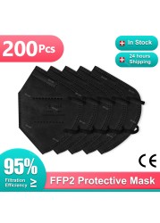 5 Layer FFP2 Mascarillas FFP2 Gay Masks Adult KN95 Black ffp2fan KN95 Mascarillas FPP2 Negras