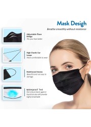 10-500pcs Black Disposable Masks 3-Ply Mascarillas Negras quiurgicas homology adas Safe Face Mouth Mask Adult Masque Noir Jetable