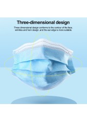 Mouth Masks 3-Layer Anti Dust Disposable Mascarillas 10/50/100 Pcs Non-woven Meltblown Cloth Masks Elastic Ear Loop Face Mask