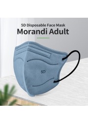 قناع Morandi FFP2 خماسي الأبعاد KN95 Mascarilla FPP2 homology ada قناع وجه للبالغين مكون من 5 طبقات مرشح تنفس قناع حماية ffp2masque ملون