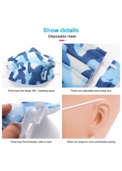 Camouflage disposable face mask 3 ply filter earbuds 100pcs protective face cover masque surgical mascarillas desechables