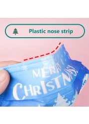 Christmas Disposable Christmas Face Mouth Masks Women Colorful Adult 3 Layers Filter Non-woven Fabric Printed Mascarilla Navidad Noel