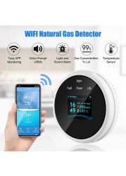 Smart Gas Leak Detector Tuya WiFi Smart Natural Gas Alarm Sensor LED Digital Gas Smoke Alarm Works with Smartlife