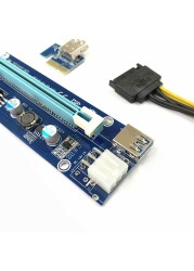 VER008C بطاقة الناهض USB3.0 PCI PCIE PCI-E 1X إلى 16X موسع أحدث 60 سنتيمتر 008C الناهض محول مع LED للتعدين GPU التعدين