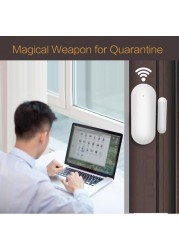 Tuya Smart WiFi Door Sensor Open/Closed Door Detector Magnetic Alarm Smart Life APP Control Compatible with Alexa Google Home