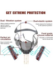 جديد 7-In-1 6200 الغبار الغاز التنفس نصف قناع للوجه من الغبار لطلاء الرش العضوية بخار فلتر الغاز الكيميائي سلامة العمل