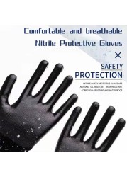 Black Nitrile Palm Coated Anti-Static Safety Gloves With Wear-Resistant Non-Slip Breathable Nitrile Work Mechanic Working Glove