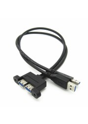 عالية السرعة المزدوجة ميناء Usb 3.0 ذكر إلى أنثى برغي قفل لوحة جبل تمديد تمديد الحافة كابل بيانات الحبل 0.3 متر/0.5 متر/1 متر/1.5 متر