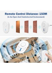 Awapow Outdoor Wireless Doorbell Self Powered Smart Doorbell Home Ring 150M Remote Receiver Emergency Call Alarm Safety Kits