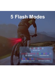 Elecpow Bicycle Taillight Smart Auto Sensor Brake Light USB Rechargeable Waterproof Bike Rear Light 5 Flash Modes Ride Light