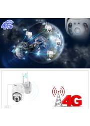 4G SIM Card IP Camera 2MP/3MP/5MP HD Camera WiFi PTZ Dome Camera Outdoor Two Ways Audio Security CCTV P2P Infrared Night Vision 30M