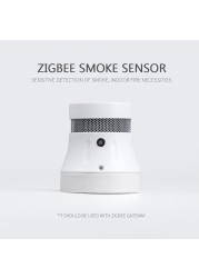 Tuya ZigBee Smoke Sensor Detector Smart Fire Alarm High Sensitivity Home Security Protection Work Alarm With Smart Life Bridge Hub