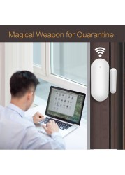 wifi door sensor app notification alert/sound tuya smart door open/closed detector wifi home security alarm alexa google