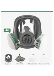 حمض/عضوي 7 في 1 قناع واقي من الغاز K6800 قناع الوجه الكامل تنفس الطلاء الكيميائية المبيدات مختبر الغبار مطابقة مع مرشحات