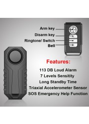 Wireless Remote Control Bike Alarm Waterproof Electric Bicycle Motorcycle Car Security Anti-lost 113DB Vibration Alarm Detector
