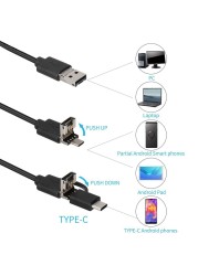 Newest Snake Dual Lens Inspection Cameras 2.0 MP IP67 USB Type-C Endoscope Kama with 8 LED for Samsung Huawei Xiaomi PC