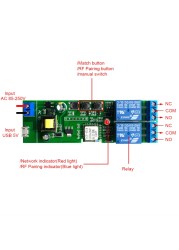 DC 7-32V DC 7-32V 24V 12V 85V-250V USB 5V DC Self-locking Wireless Interlock Switch Controller Ewelink Garage APP Ewelink