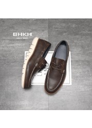 BHKH New Mens Loafers Shoes Spring/Summer Fashion Men Casual Shoes Comfortable Smart Work Casual Office Men Shoes