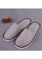 2021 New Simple Unisex Cotton and Linen Slippers Hotel Travel Spa Portable Men Slippers Disposable Home Indoor Guest Slippers