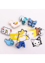 Single Sale 1pc Animals Whale Panda Cat Shoes Charms Accessories Plastic Embellishments Croc jibz Buckle For Kids Christmas Gifts