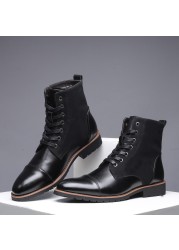 ZYYZYM Autumn Winter Men's Leather Shoes High Quality Cool Motorcycle Boots Size 38-48