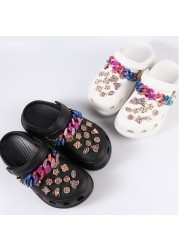 28pcs/lot Shoe Charms Designer Croc Charms Rhinestone Girl Gift Glow Clog Decaration Rainbow Metal Love Accessories Croc Jibz