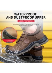 Dorpshipping men's safety shoes anti-smashing and anti-puncture safety shoes rubber non-slip protective safety shoes