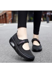 Women's Vulcanized Shoes 2021 New Fashion Air Cushion Sneakers Light Breathable Comfortable Womne Platform Height Increasing Shoes
