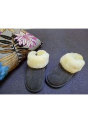 Australian natural sheep fur in one male and female thick warm home anti-slip anti-odor unisex winter sandals real fur