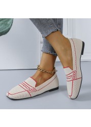 Women Flat Heels 2022 Spring Ladies Flying Woven Shallow Slip On Single Shoes Women Casual Lazy Peas Shoes Zapatos de mujer