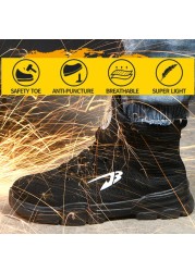 All Seasons Breathable Safety Shoes Steel Toe Cap Sneakers Large Size High Top Puncture-Proof Protective Work Shoes