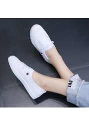 2021 Low Platform Sneakers Women Shoes Female PU Leather Walking Sneakers Loafers White Flat Slip On Vulcanize Casual Shoes