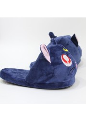 Anime Cartoon Animal Plush Slippers Luna Cat Kitty Soft Stuffed Warm Winter Indoor Shoes