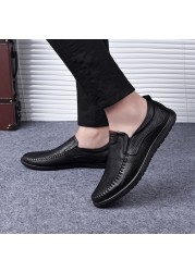 Men's genuine leather shoes moccasin slip-on shoes casual driving shoes
