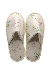 Hotel Travel Spa Disposable Slippers Cute Printed Linen Guest Slippers Home Room New Beauty Salon Slippers Women Slippers Hot