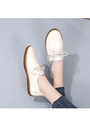 Women Genuine Leather Loafers Women Casual Shoes Comfortable Flat Shoes Casual Ladies Slip On Vulcanized Shoes Office Shoes 41