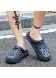 Airavata 2021 New Sandals Hole Shoes Couple Clogs Slippers Summer Men Women Beach Flat Hollow Out Smiling Face Buckle