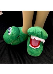 Winter Warm Indoor Slippers Shoes Funny Winter House Slippers Open Mouth Crocodile Unisex Shoes Animal Shaped Carpet Slippers