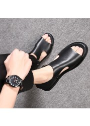 New summer men sandals leisure beach men casual shoes genuine leather men sandals buckle mens roman sandals