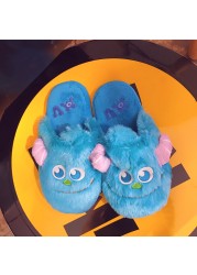 Indoor Cute Mike Soleil Warm Slippers Gril Plush Kids Furry Anime Character Winter Warm Non-slip Children Home Christmas Slippers