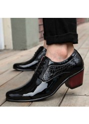 Men Wedding Sneakers Increase Leather Shoes Men Oxford Platform Shoes Pointed Toe Work Shoes High Heel Dress Sabatos G16