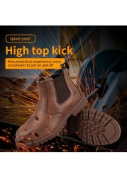 Anti-smashing safety shoes wear high top shoes safety shoes men slip waterproof oil work safety protective shoes