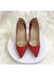 12cm women's fashion sexy all rivet pointed high heels, Italian gradient high heels, night party occasion customizable 33-