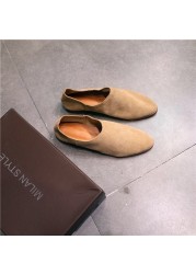 Women's shoes genuine leather 2021 new casual plus size pointed toe women's loafers suede shoes ladies work shoes