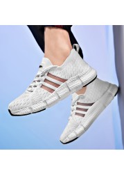 Fashion Running Sneakers Women's Mesh Breathable Lace Up Couple Sneakers Outdoor Gym Non-slip Plus Size 35-46 Ladies Trainers